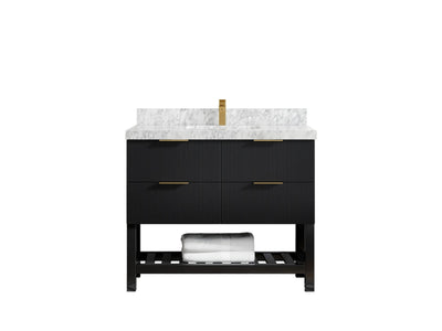 Catalina 42 in. W x 22 in. D Single Sink Bathroom Vanity in Black with 2 in Carrara Marble Countertop