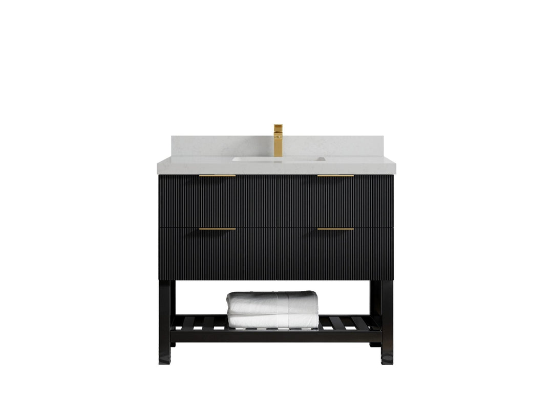 Catalina 42 in. W x 22 in. D Single Sink Bathroom Vanity in Black with 2 in Carrara Marble Countertop