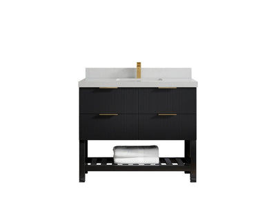 Catalina 42 in. W x 22 in. D Single Sink Bathroom Vanity in Black with 2 in Carrara Marble Countertop