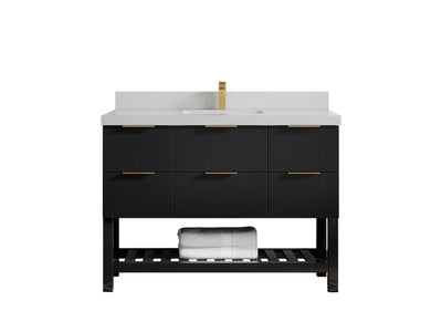 Catalina 48 in. W x 22 in. D Single Sink Bathroom Vanity in Black with 2 in Carrara Quartz Countertop