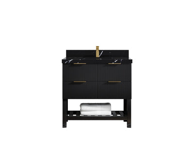Catalina 36 in. W x 22 in. D Single Sink Bathroom Vanity in Black with 2 in Empira Quartz Countertop