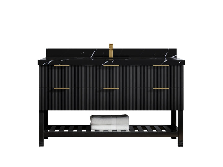 Catalina 60 in W x 22 in D Free Standing Reeded Single Sink Bathroom Vanity - photo 9