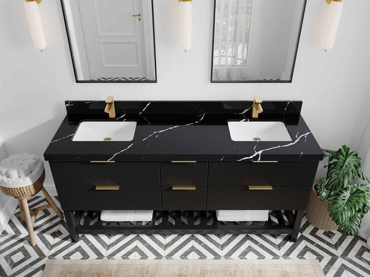 Catalina 72 in W x 22 in D Free Standing Reeded Double Sink Bathroom Vanity - photo 8