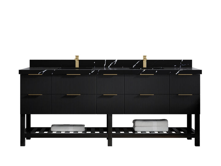Catalina 84 in W x 22 in D Free Standing Reeded Double Sink Bathroom Vanity - photo 9