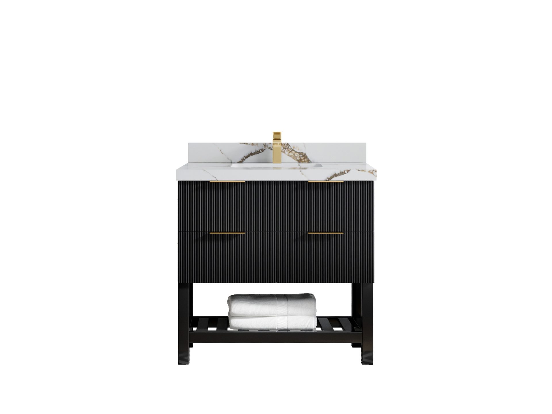 Catalina 36 in. W x 22 in. D Single Sink Bathroom Vanity in Black with 2 in Piatra Gray Quartz Countertop