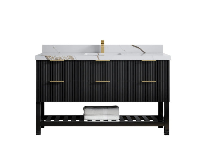 Catalina 60 in W x 22 in D Free Standing Reeded Single Sink Bathroom Vanity - photo 11