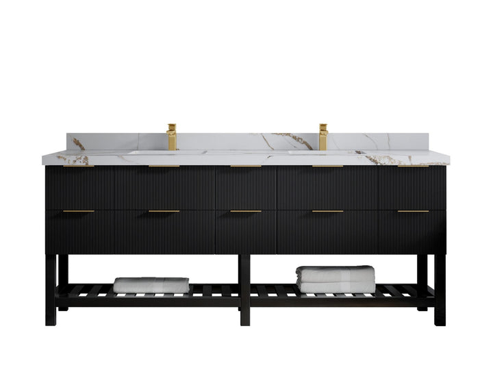 Catalina 84 in W x 22 in D Free Standing Reeded Double Sink Bathroom Vanity - photo 11