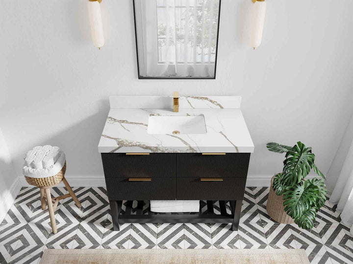 Catalina 42 in W x 22 in D Free Standing Reeded Single Sink Bathroom Vanity - photo 9
