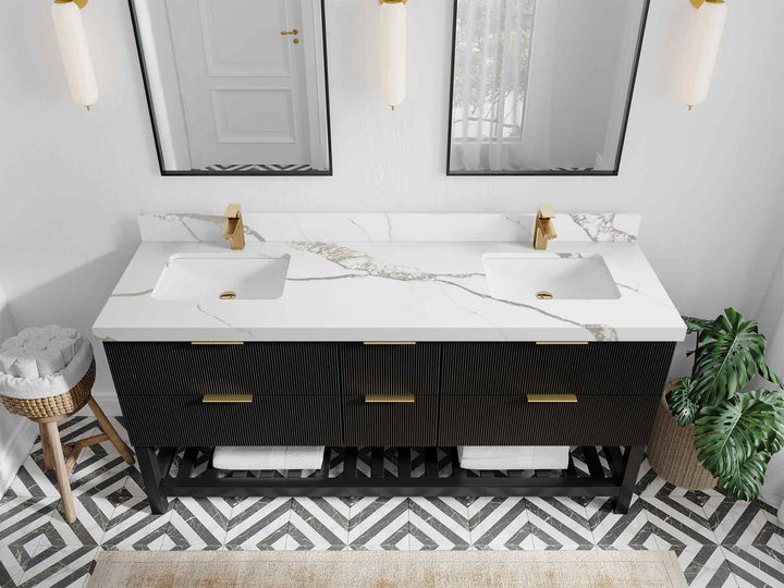 Catalina 72 in W x 22 in D Free Standing Reeded Double Sink Bathroom Vanity - photo 10