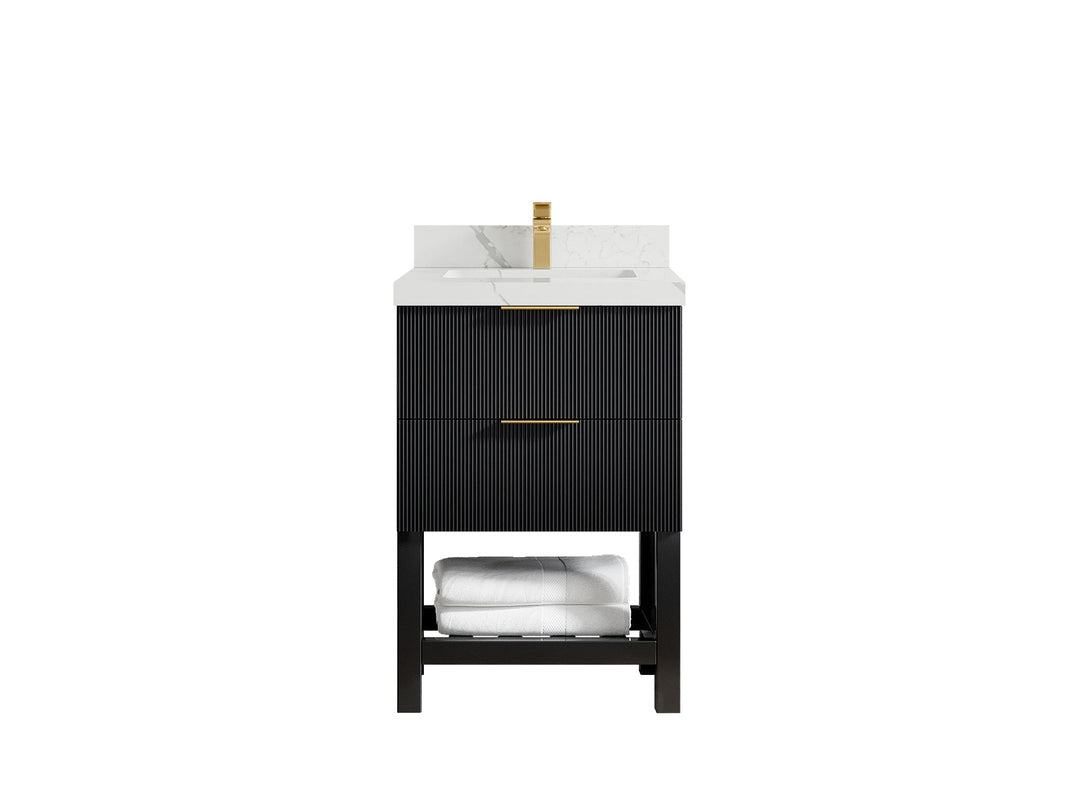 Catalina 24 in. W x 22 in. D Single Sink Bathroom Vanity in Black with Countertop- Clear View