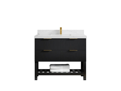 Catalina 36 in. W x 22 in. D Double Sink Bathroom Vanity in Black with Countertop - Clear View