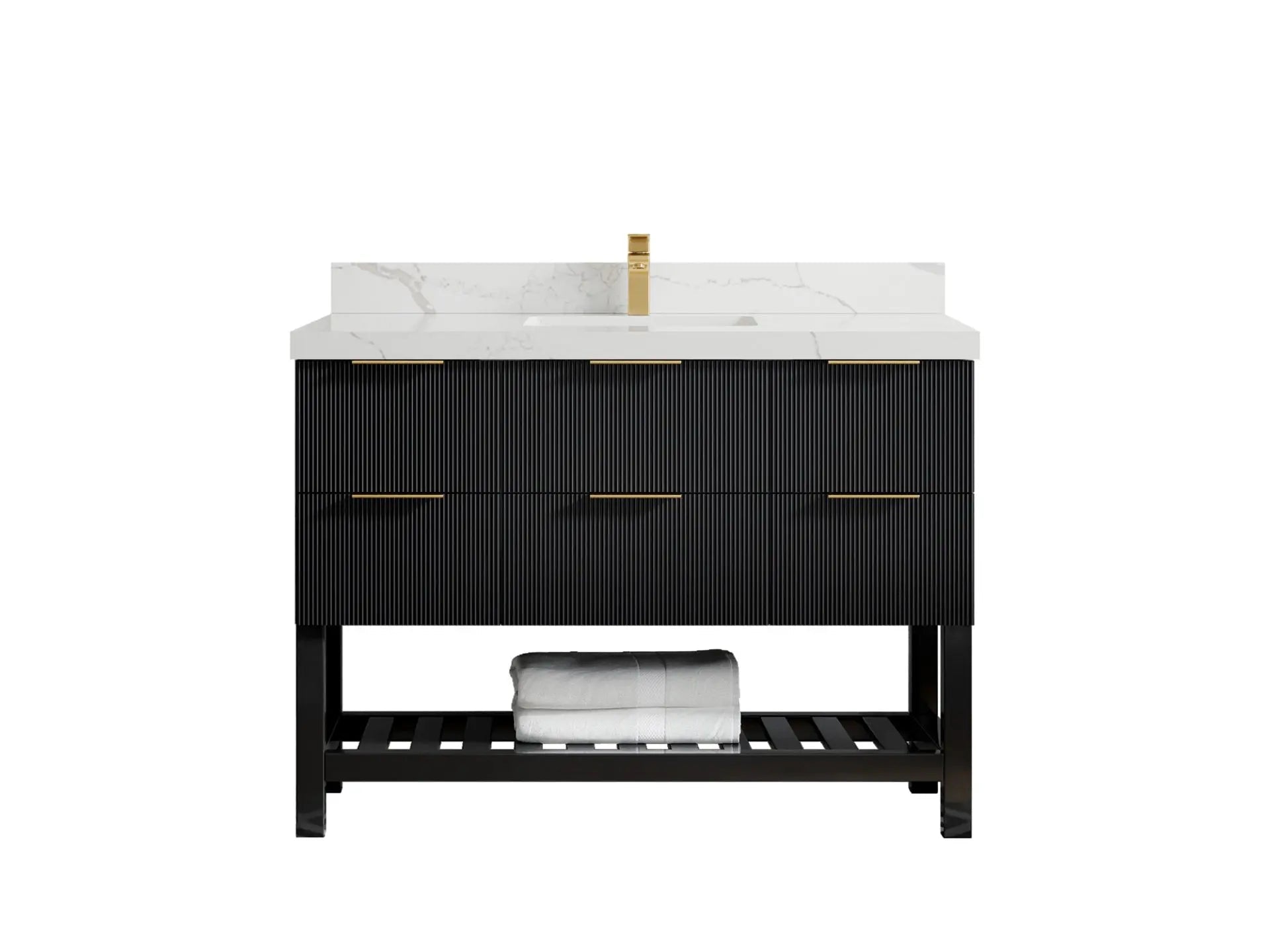 Catalina 48 in. W x 22 in. D Single Sink Bathroom Vanity in Black with Countertop - Clear View