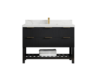 Catalina 48 in W x 22 in D Free Standing Reeded Single Sink Bathroom Vanity - Willow Bath and Vanity
