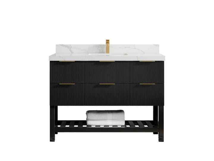 Catalina 48 in W x 22 in D Free Standing Reeded Single Sink Bathroom Vanity - photo 10