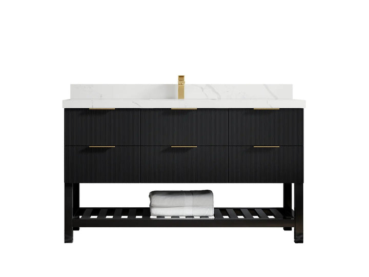 Catalina 60 in W x 22 in D Free Standing Reeded Single Sink Bathroom Vanity - photo 13