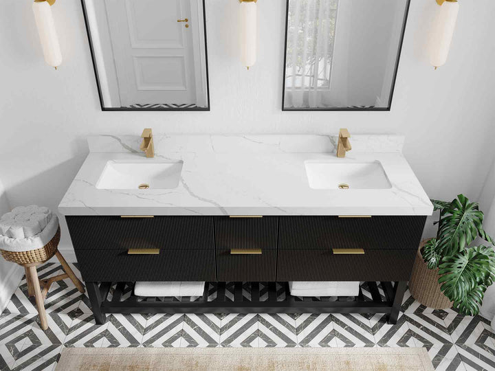 Catalina 72 in W x 22 in D Free Standing Reeded Double Sink Bathroom Vanity - photo 12