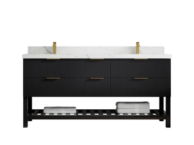 Catalina 72 in. W x 22 in. D Double Sink Bathroom Vanity in Black with Countertop - Clear View