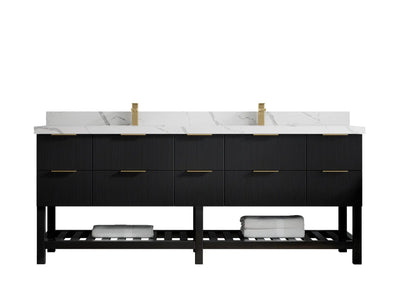 Catalina 84 in. W x 22 in. D Double Sink Bathroom Vanity in Black with Countertop - Clear View