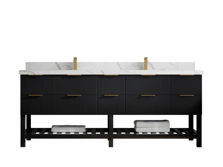 Catalina 84 in W x 22 in D Free Standing Reeded Double Sink Bathroom Vanity - photo 13