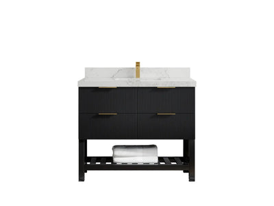 Catalina 42 in. W x 22 in. D Single Sink Bathroom Vanity in Black with 2 in Calacatta Nuvo Quartz Countertop