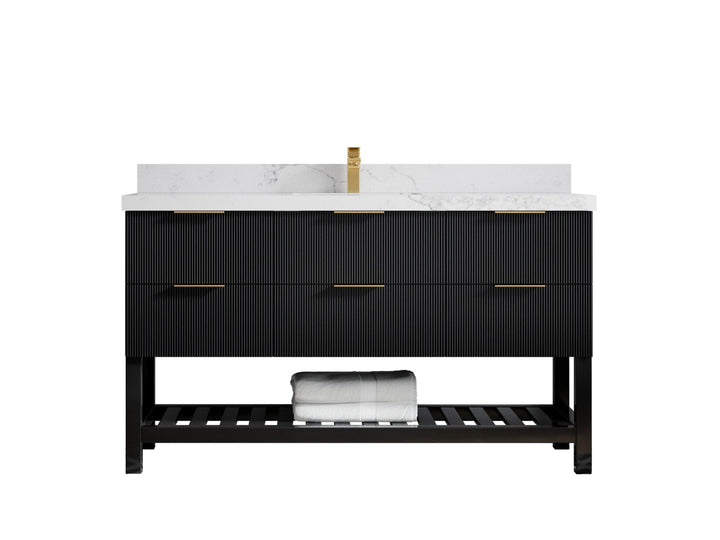 Catalina 60 in W x 22 in D Free Standing Reeded Single Sink Bathroom Vanity - photo 15