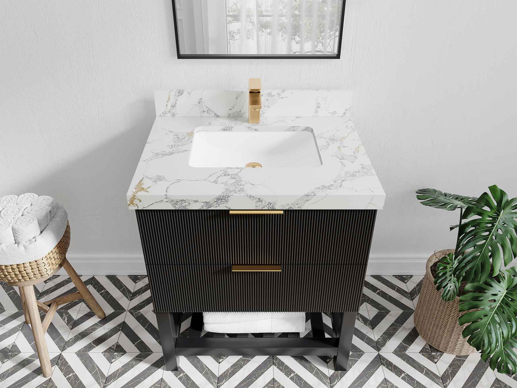 Catalina 30 in W x 22 in D Free Standing Reeded Single Sink Bathroom Vanity - Willow Bath and Vanity