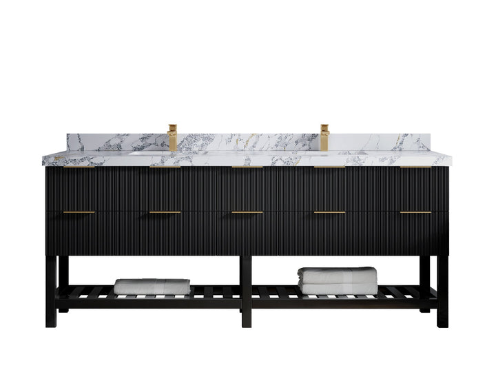 Catalina 84 in W x 22 in D Free Standing Reeded Double Sink Bathroom Vanity - photo 39