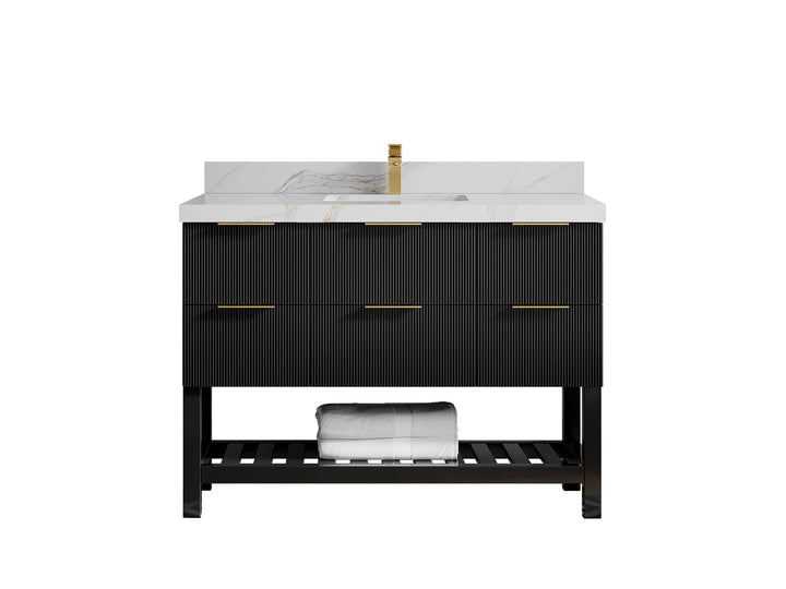 Catalina 48 in W x 22 in D Free Standing Reeded Single Sink Bathroom Vanity - photo 12
