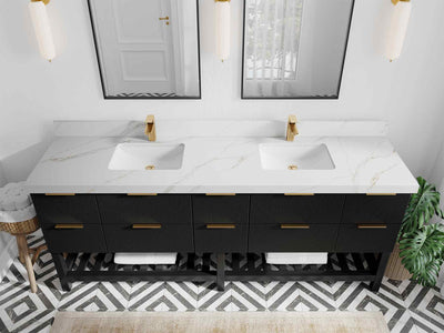 Catalina 84 in W x 22 in D Free Standing Reeded Double Sink Bathroom Vanity - Willow Bath and Vanity