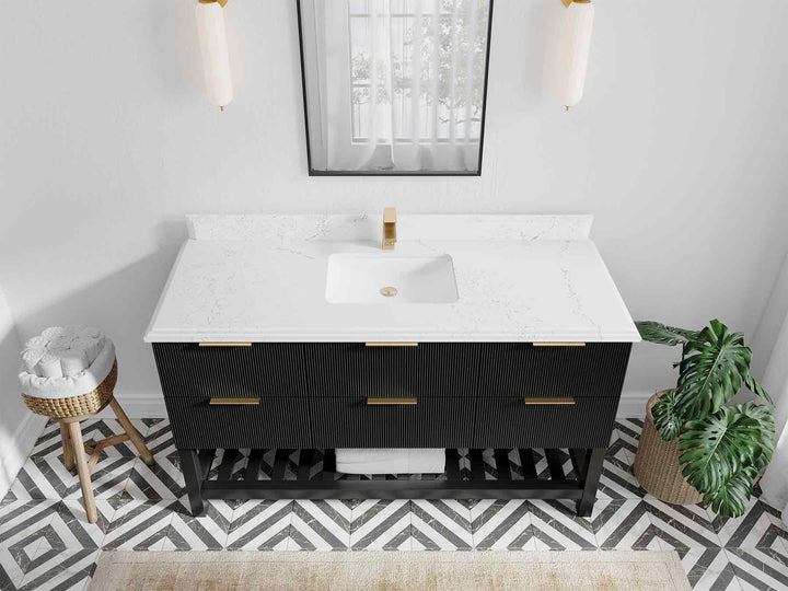 Catalina 60 in W x 22 in D Free Standing Reeded Single Sink Bathroom Vanity - photo 26