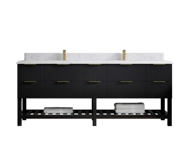 Catalina 84 in W x 22 in D Free Standing Reeded Double Sink Bathroom Vanity - photo 25