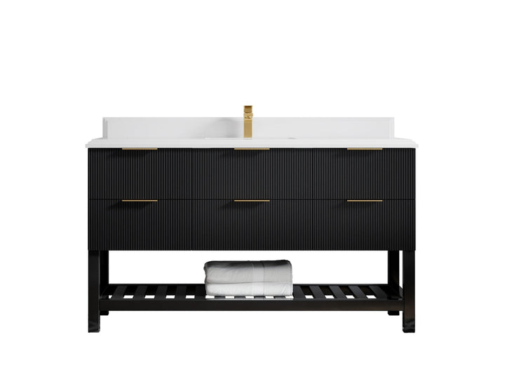 Catalina 60 in W x 22 in D Free Standing Reeded Single Sink Bathroom Vanity - photo 25