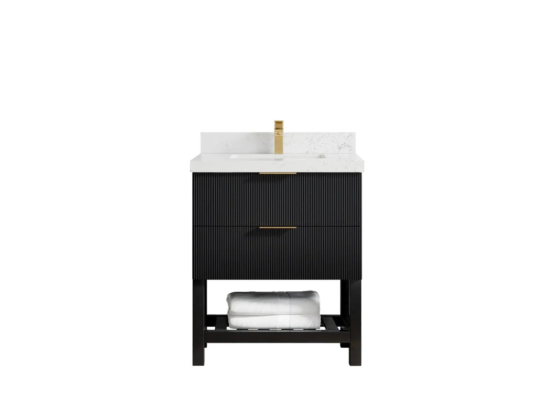 Catalina 30 in. W x 22 in. D Single Sink Bathroom Vanity in Black with 2 in Empira Quartz Countertop