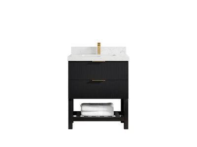 Catalina 30 in. W x 22 in. D Single Sink Bathroom Vanity in Black with 2 in Empira Quartz Countertop
