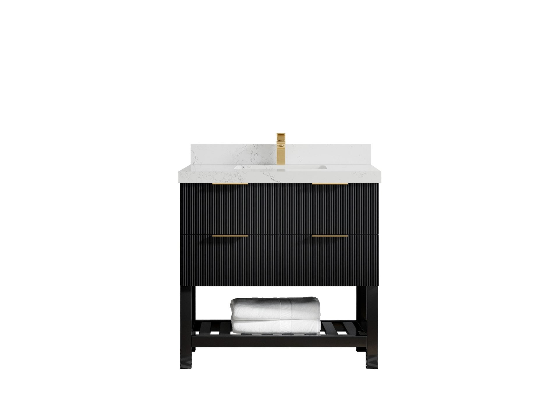 Catalina 36 in. W x 22 in. D Single Sink Bathroom Vanity in Black with 2 in Empira Quartz Countertop