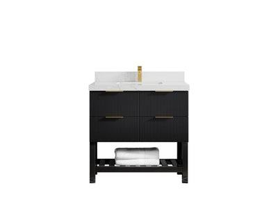 Catalina 36 in. W x 22 in. D Single Sink Bathroom Vanity in Black with 2 in Empira Quartz Countertop