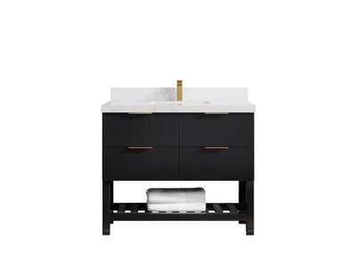 Catalina 42 in. W x 22 in. D Single Sink Bathroom Vanity in Black with 2 in Empira Quartz Countertop