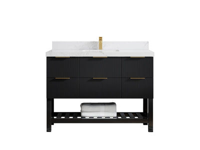 Catalina 48 in. W x 22 in. D Single Sink Bathroom Vanity in Black with 2 in Empira Quartz Countertop