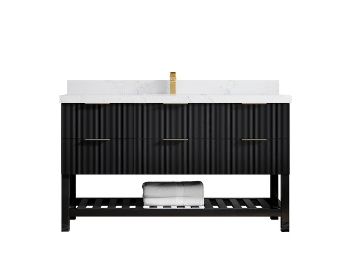 Catalina 60 in W x 22 in D Free Standing Reeded Single Sink Bathroom Vanity - photo 29