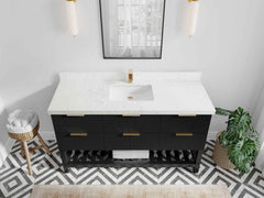 Catalina 60 in W x 22 in D Free Standing Reeded Single Sink Bathroom Vanity - photo 38