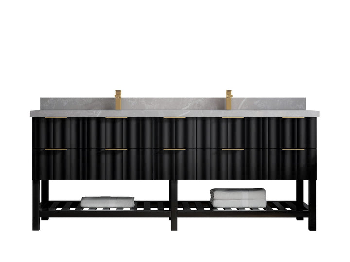 Catalina 84 in W x 22 in D Free Standing Reeded Double Sink Bathroom Vanity - photo 31