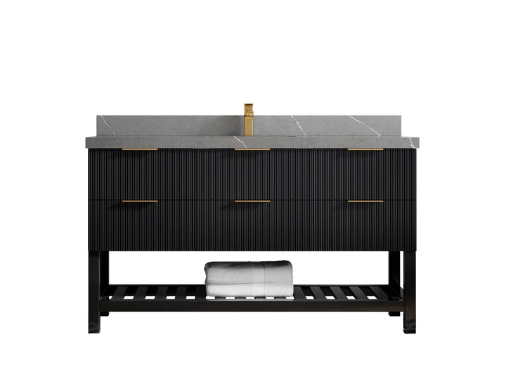 Catalina 60 in W x 22 in D Free Standing Reeded Single Sink Bathroom Vanity - photo 33
