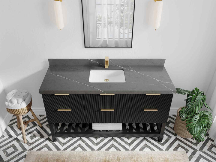 Catalina 60 in W x 22 in D Free Standing Reeded Single Sink Bathroom Vanity - photo 32