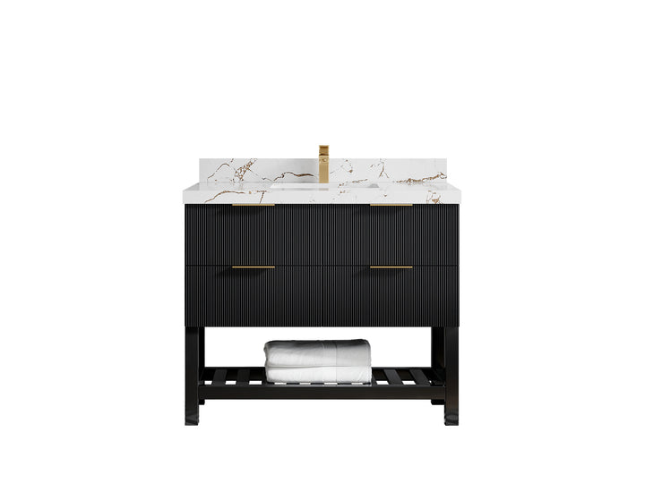 Catalina 42 in W x 22 in D Free Standing Reeded Single Sink Bathroom Vanity - photo 38