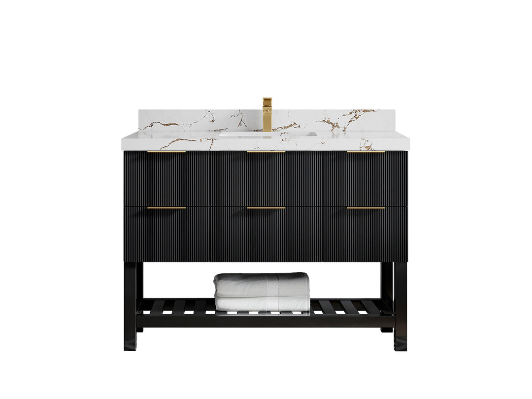 Catalina 48 in W x 22 in D Free Standing Reeded Single Sink Bathroom Vanity