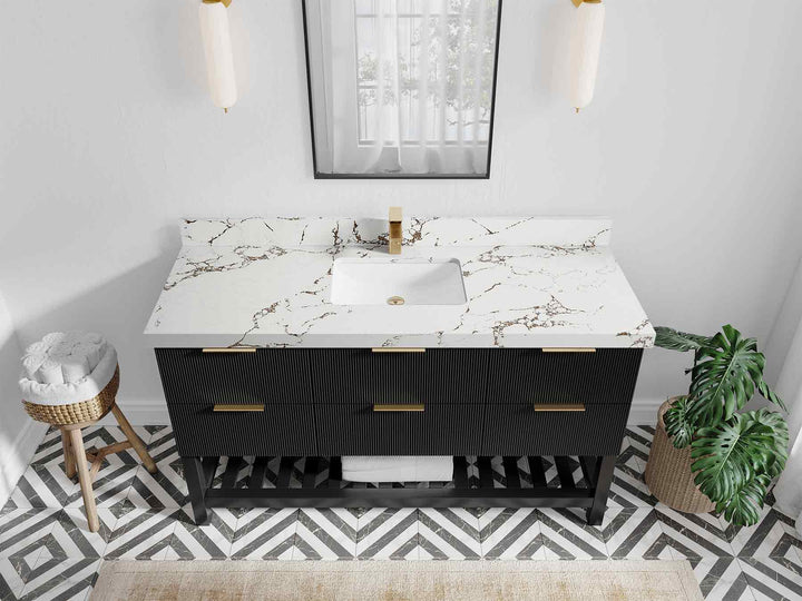 Catalina 60 in W x 22 in D Free Standing Reeded Single Sink Bathroom Vanity - photo 38