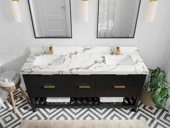 Catalina 72 in W x 22 in D Free Standing Reeded Double Sink Bathroom Vanity - photo 38