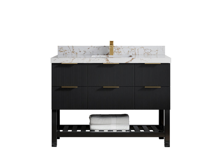 Catalina 48 in W x 22 in D Free Standing Reeded Single Sink Bathroom Vanity - photo 23