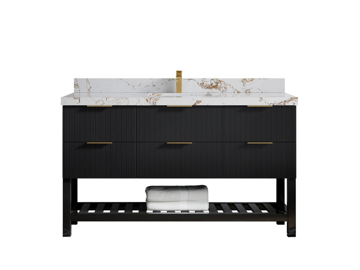 Catalina 60 in W x 22 in D Free Standing Reeded Single Sink Bathroom Vanity - photo 41