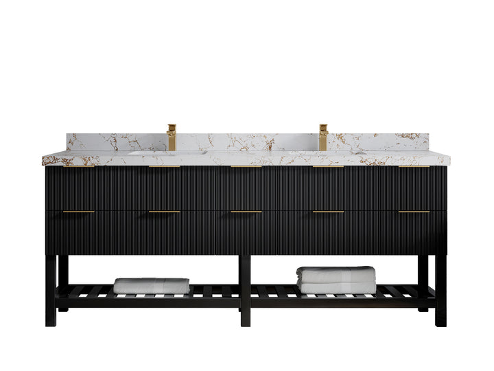 Catalina 84 in W x 22 in D Free Standing Reeded Double Sink Bathroom Vanity - photo 43